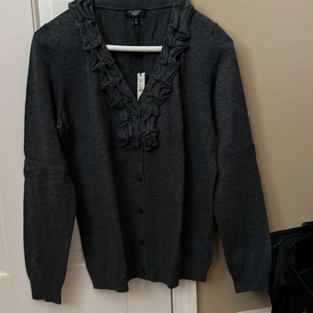 Talbots PM charcoal grey sweater 55% cotton, 35% polyester and 10% wool